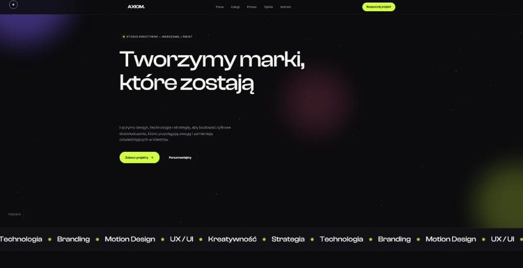Strona internetowa studia kreatywnego AXIOM